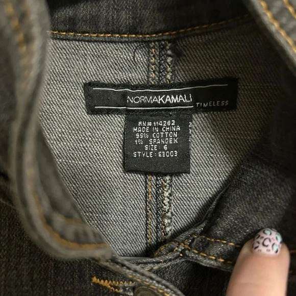 Norma Kamali Timeless Gorgeous Open Front One Button Denim Jacket Size 6 - Picture 3 of 5